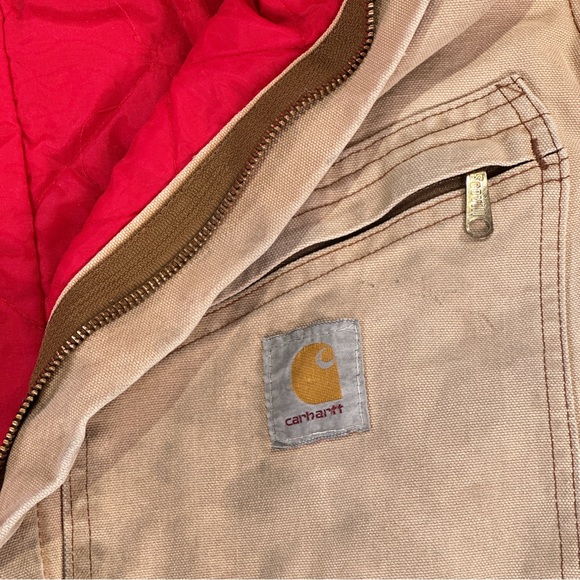 Carhartt Mens Coveralls Vintage Duck Canvas Insulated Tan 44R - Picture 6 of 16